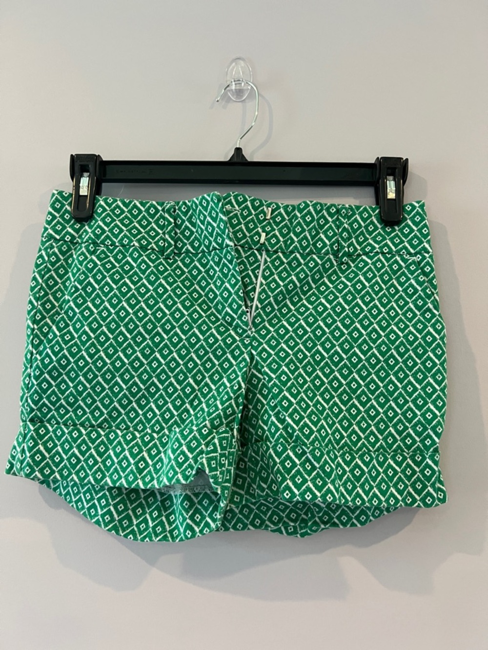New York & Company Green Diamond-Print Bermuda Shorts